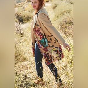 Chico’s Vegan Suede Artisan Floral Tan Coat